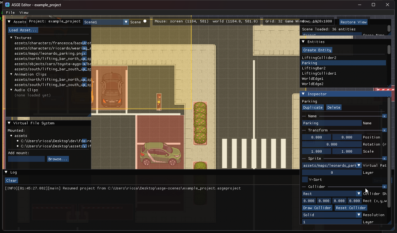 A Collider component just added to an entity