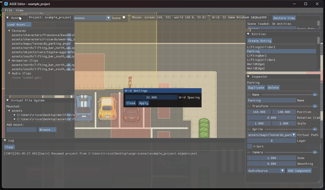 The Grid settings dialog