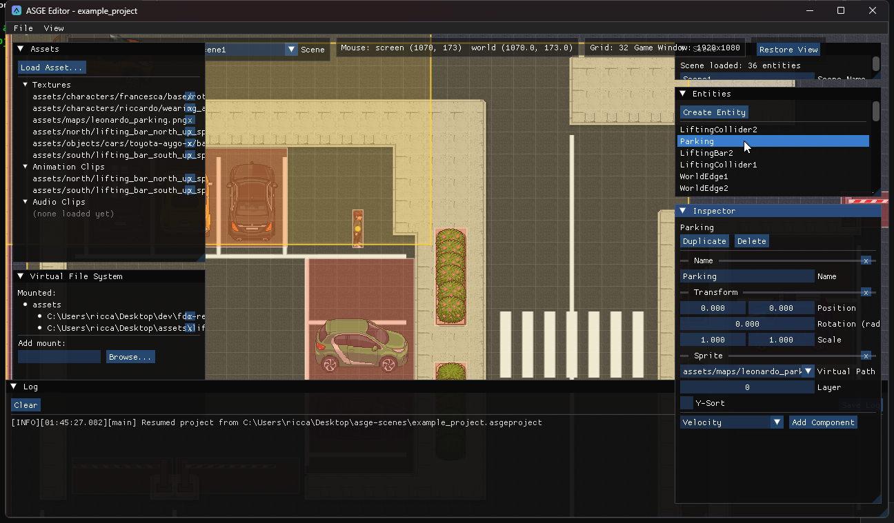 The asge-editor window