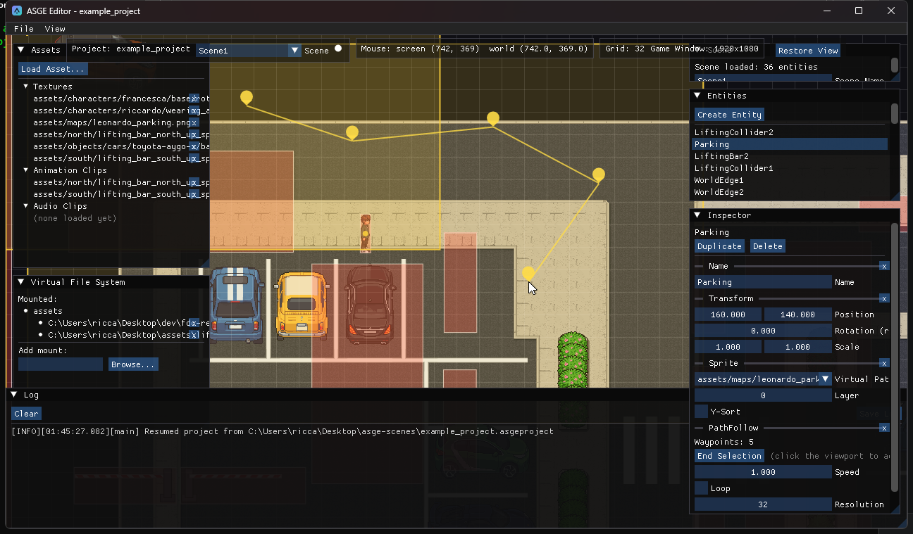 Waypoints placed on the viewport